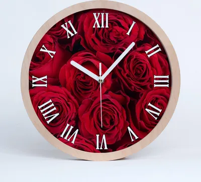 Produktbild von Holzuhr 30fi cm wanduhr - weiße Spitzen - Rosen