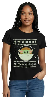 Produktbild von Star Wars: Mandalorian Grogu Weihnachten Frauen T-Shirt, L, Schwarz
