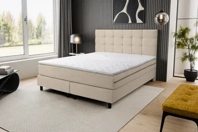 Produktbild von VENASI Boxspringbett 180x200, Boss Doppelbett Beige Velourstoff
