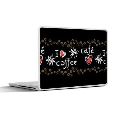 Produktbild von MuchoWow® Laptop Aufkleber Sticker Cover Kaffee - Muster - Liebe 40x30 cm - Laptop Dekoration - Selbstklebend