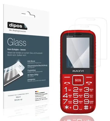 Produktbild von 2x Schutzfolie für Maxvi B21ds up - Anti-Shock 9H Folie dipos Glass Kunststoffglas