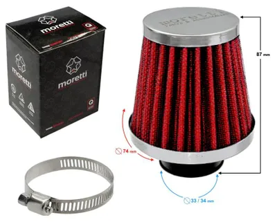 Image de Filtre à air conique rouge, diamètre 34 mm
