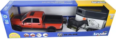 Produktbild von Bruder RAM 2500 Power Wagon mit Pferdeanhänger und 1 Pferd; 2501