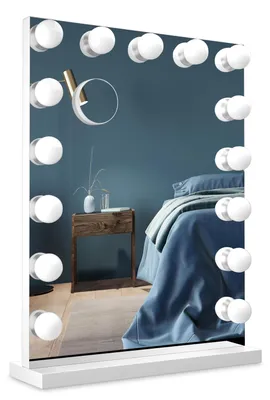 Immagine prodotto di Specchio per trucco illuminato - Specchio ingrandente 10x - Luce regolabile - Bianco - 60 x 43 cm