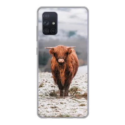 Produktbild von MuchoWow® Handyhülle Schutzhülle Hülle für Samsung Galaxy A51 Schottischer Highlander - Schnee - Berg Silikon Softcase Handy Hülle - Schutzabdeckung