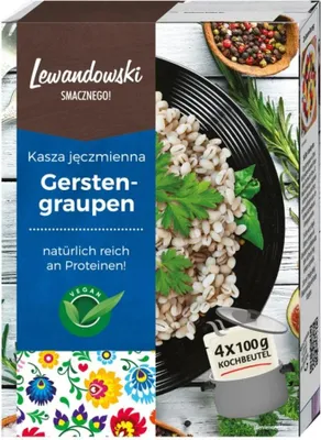 Obrázok produktu pre Lewandowski  Jačmeňová krupica 4x100g v vreckách 400g