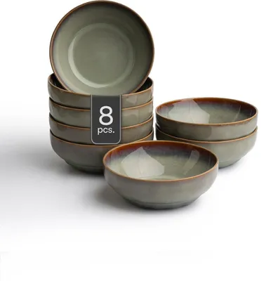 Produktbild von Schalen - Ø 17 cm - Mintgrün - Braun - Steingut - mit Reaktivglasur - 8er Set