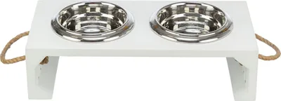 Produktbild von TRIXIE BE NORDIC Napf-Set, MDF/Edelstahl - weiß - 2 × 0,4 l/ø 14 cm/38 × 18 × 10 cm