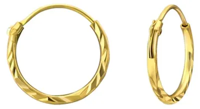 Produktbild von Kleine Creolen Silber 925 Ohrringe „Diamond Cut“ Gold 12 mm