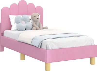 Produktbild von vidaXL Kinderbettgestell mit Kopfteil Rosa 70 x 140 cm Stoff