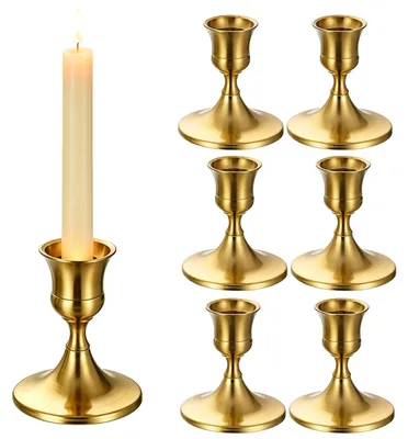 Kerzenhalter 6er Set, Gold, Metall, Vintage, für Stabkerzen