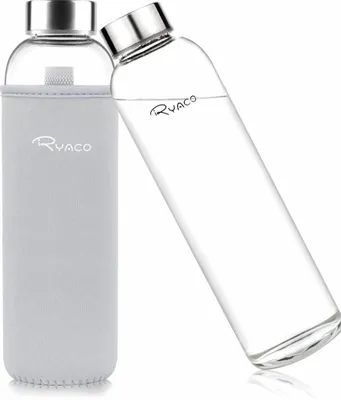 Produktbild von Glasflasche 1000ml Borosilikat - Dicht - Mit Hülle