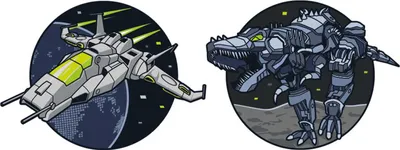 Immagine prodotto di Schneiders patches accessori per lo zaino Patches Set 2 teilig Spaceship + Robo Rex multicolore