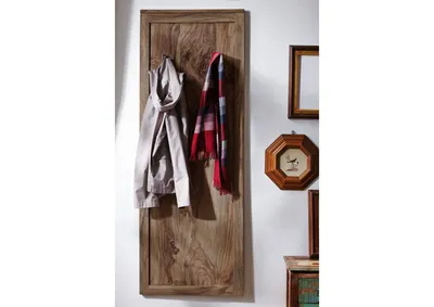 Produktbild von MASSIVMOEBEL24 Wandgarderobe Sheesham 55x3x150 grau geölt NATURE GREY #001