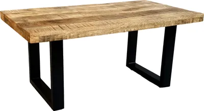 Produktbild von Couchtisch gerade Kante Mangoholz massiv Natur/Rau 100 x 55 U-Gestell schwarz NADIA