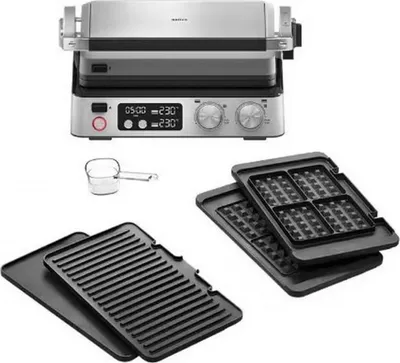 Produktbild von Braun MultiGrill 7, Schwarz, Edelstahl, Rechteckig, Tasten, Drehregler, 667 cm², 290 x 230 mm, Druckgussaluminum