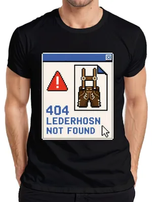 Productafbeelding van 404: Lederhosen niet gevonden. Grappig Oktoberfest-shirt. Traditionele lederhosen, dirndl, heren T-shirt, zwart, maat XL