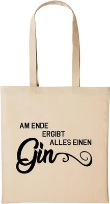 Produktbild von Huuraa Baumwollbeutel Am Ende ergibt Alles einen Gin Geschenk Einkaufstasche Natural 10 Liter Baumwolle Am Ende ergibt Alles einen Gin Accessoire