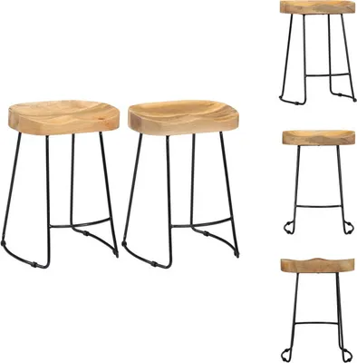Produktbild von vidaXL Gavin Barhocker 2 Stk. Massivholz Mango -  Barhocker