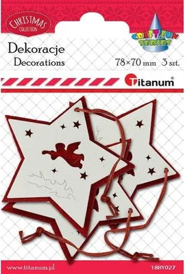 Image de Zawieszka filcowo-drewniana gwiazdka 78x70mm 3 szt Titanum Christmas