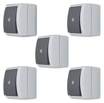 Produktbild von REV AquaForm SPARSET - 5x Kontrollschalter Feuchtraum IP44, Aufputz, grau