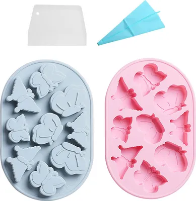 Produktbild von 2er-Pack Schmetterlingsformen Aus Silikon, Mini-Schmetterlings-Fondantform, Schmetterlings-Schokoladenform Für Cupcakes, Zuckerhandwerk, DIY-Polymer-Ton Und Kuchendekoration