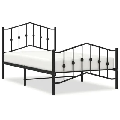 Zdjęcie produktu dla vidaXL Rama łóżka z wezgłowiem i podnóżkiem metalowa czarna 100x190 cm