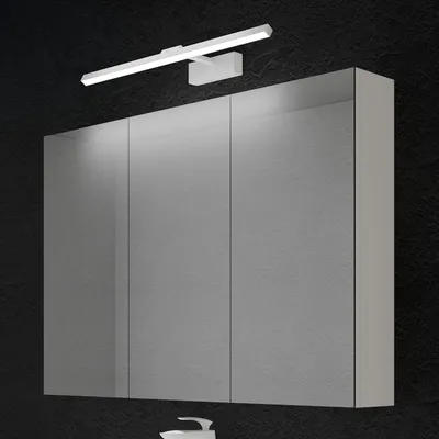 Image de doporro Armoire Murale Salle de Bains avec Miroir et Lampe Strahlenschön Blanc Placard de Rangement Étagères Réglable Blanc Mat en Bois Armoire de Toilette 3 Portes 100x15x70 cm Spiegelschrank 02