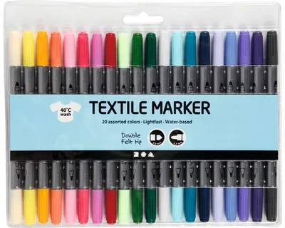 Produktbild von Textil-Marker 2,3+3,6 mm Strichstärke sortiert 20 Stück