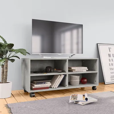 Produktbild von The Living Store TV-Schrank mit Rollen Betongrau 90x35x35 cm Holzwerkstoff