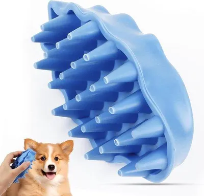 Image de Brosse en silicone pour chiens et chats - brosse de toilettage et brosse dépilante, adaptée aux poils courts ou longs