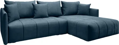 Produktbild von FURMEB24 - DON 245 x 180 cm  Sofa mit Schlaffunktion und  zwei Bettk€sten -  Ecksofa mit Kissen , Stoff Monoliht - Dunkelblau