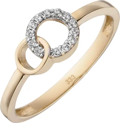 Produktbild von Ring aus 333 Gold Gelbgold bicolor mit 13 Zirkonia Fingerring Damen Innenumfang 54mm  Ø17.2mm