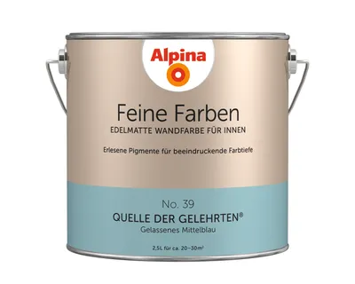 Produktbild von Alpina Feine Farben Wandfarbe No. 39 Quelle der Gelehrten - gelassenes mittelblau 2,5 L