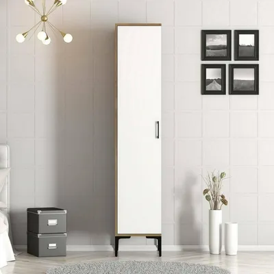 Image de Giusta - Armoire Multi-usage 1 Porte, 40x48h cm Blanc, 4 Étagères