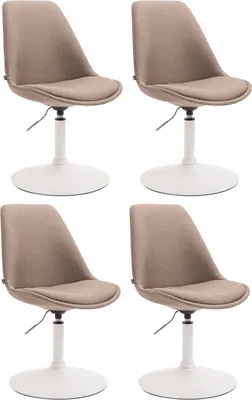 Produktbild von CLP 4er Set Esszimmerstühle Maverick Stoff drehbar und stufenlos verstellbar taupe Gestell Farbe weiß