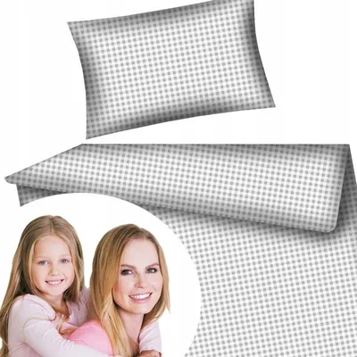 Produktbild von Designpremium Kinderbettwäsche Kariert Grau-Weiß Baumwolle 100x135 cm