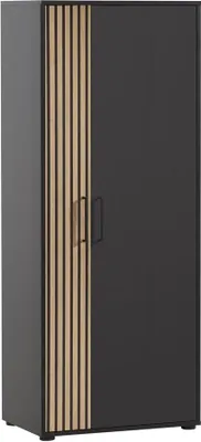 Produktbild von Möbelpartner Aktenschrank Raven | Tall | HxBxT 164x65x41cm | 4 Fächern & 2 Flügeltüren | Akustikplattenoptik Schwarz