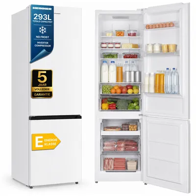 Productafbeelding van Heinner HCNF-HM326INVE++ Koel- en vriescombinatie, 326 liter, No-Frost, Superkoelen, omkeerbare deur, wit
