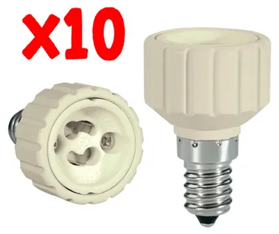 Image de Adaptateur Alcapower E14 vers GU10 pour spots, blister de 10 pièces, convertisseur de douille pour ampoules LED et halogènes, tension max. 240 V, 2 A