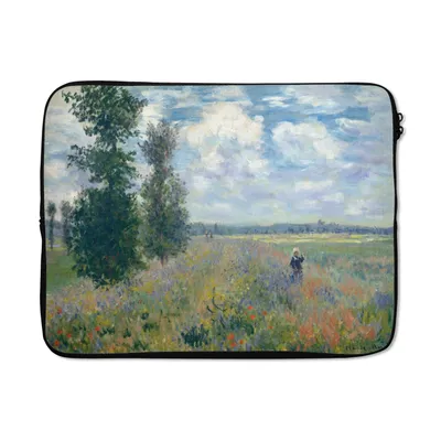 Produktbild von MuchoWow® Laptop Hülle 17 Zoll Laptoptasche Mohnfeld bei Argenteuil - Gemälde von Claude Monet - Zipper - Schutzabdeckung