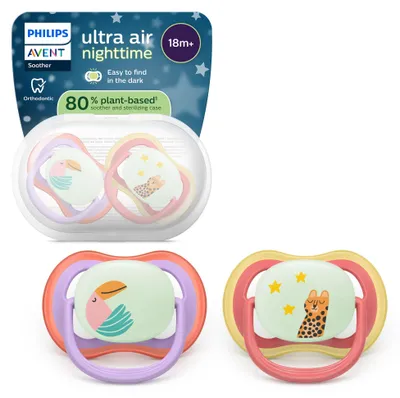 Produktbild von Philips AVENT Schnuller SCF376/33 ultra air für die Nacht, Baby-Schnuller für die Nacht, Kieferorthopädisch, Silikon, Junge/Mädchen