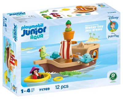 Produktbild von PLAYMOBIL Junior Peter Pans Piratenschiff Wasserspritzspass, Aktion/Abenteuer, 1 Jahr(e), Mehrfarbig, Kunststoff