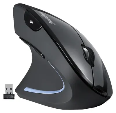 Produktbild von Perixx PERIMICE-713 L, Linkshändig, Vertikale Ausführung, Optisch, RF Wireless, 1600 DPI, Schwarz