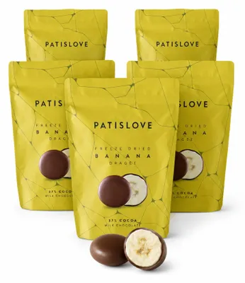 Produktbild von Patislove Gefriergetrocknete Bananen in Vollmilchschokolade, 80g – 5er Pack (5 × 80 g)