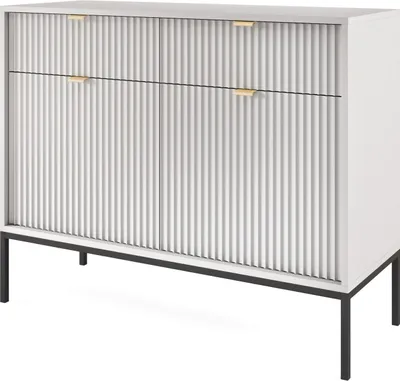 Produktbild von Furniture24 Nova KSZ104 Schrank Wohnzimmerschrank mit 2 Türen 2 Schubladen Grau 104x83x39