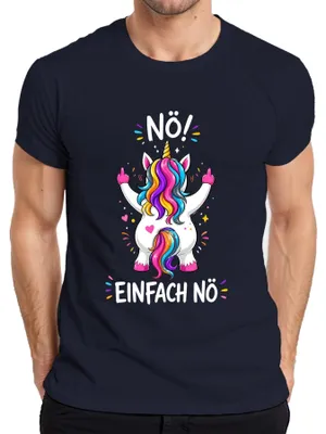 Produktbild von Nö Einfach Nö Einhorn Mittelfinger Lustig Sarkastisch Sarkasmus Herren T-Shirt, Navy, XXL