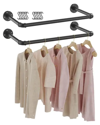 Image de Porte-vêtements de 54 cm, lot de 2, en métal, noir, pour le rangement des vêtements