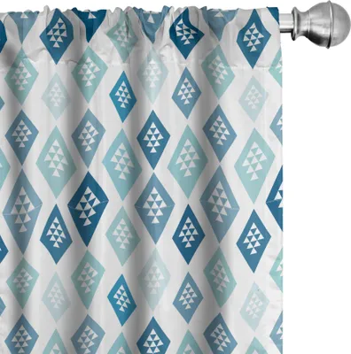 Produktbild von ABAKUHAUS Abstrakt Vorhänge, Gardinen, Repeating Diamantförmig mit Triangles Aztec Inspired, 2 Stück 75 x 245 cm, Sea Blue Seafoam