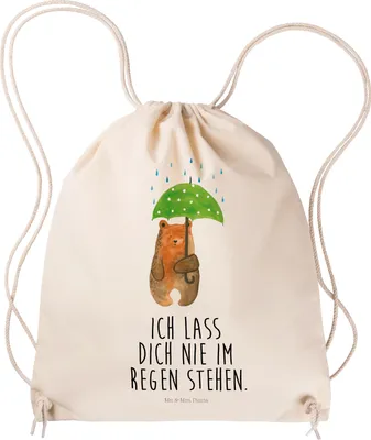 Produktbild von Mr. & Mrs. Panda gymnastiktasche Bär Regenschirm - Transparent - Geschenk, Teddy, wander rucksack, Beutel, Spruch, mit kordel, Freunde, Jutebeutel, Sportbeutel, Familie